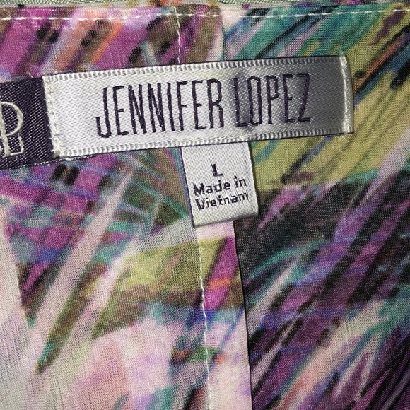 Jennifer Lopez Tropical Print Flowy Top Size Large - Picture 6 of 8